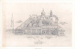 Gsaenger, Gustav; München, Theatinerstr.; Bayerisches Kultusministerium, Erweiterung - Kultusministerium (Vogelperspektive)