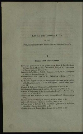 I. Obras del señor Mitre