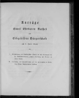 Acta Conventus Senatus et Civium, Jovis d. 1. Junii 1843