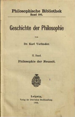 Geschichte der Philosophie, 2. Philosophie der Neuzeit