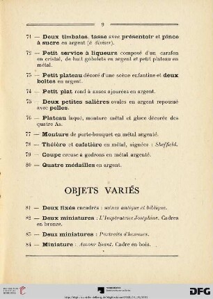 Objets Variès  (Nr. 81-107)