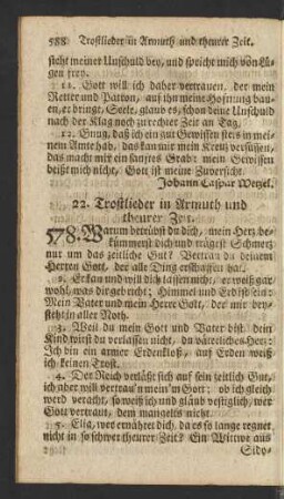 22. Trostlieder in Armuth und theurer Zeit