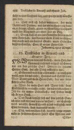22. Trostlieder in Armuth und theurer Zeit