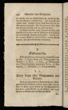 430-442, §. 1. Terra firma oder Neugranada mit Guiana.; §. 2. Peru.