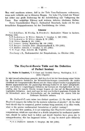 The Hayford-Bowie table and the definition of perfect isostasy
