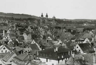Kempten, Stadtansicht : Kempten. Stadtansicht mit Basilika St. Lorenz. Blick von der Burghalde von Südosten