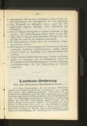 Lootsen-Ordnung für die Dresdner Brückenlootsen.