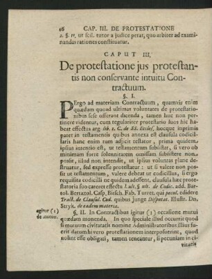 Caput III. De protestatione ius protestatis non conservante intuitu Contractuum.