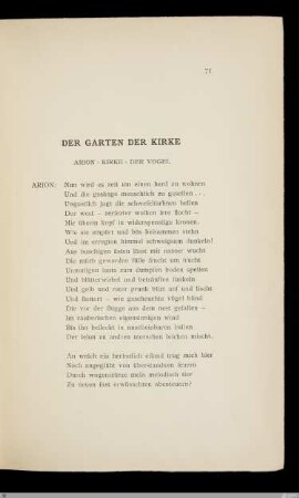 Der Garten der Kirke / Friedrich Gundolf