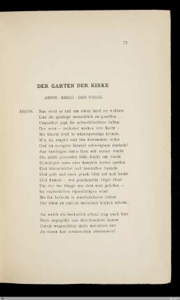 Der Garten der Kirke / Friedrich Gundolf
