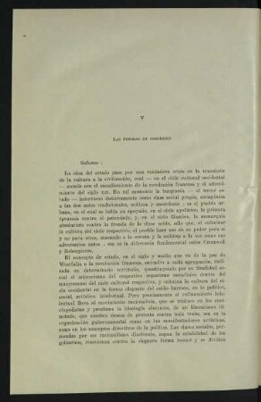 V - Las formas de gobierno
