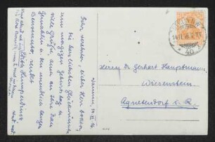 Brief von Edith Humperdinck an Gerhart Hauptmann