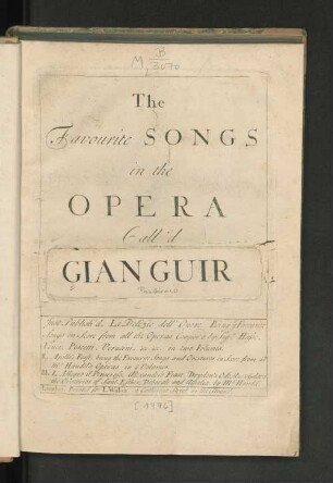 The favourite songs in the opera call'd Gianguir