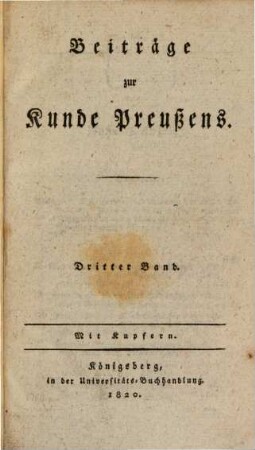 Beiträge zur Kunde Preußens. 3, 3. 1820