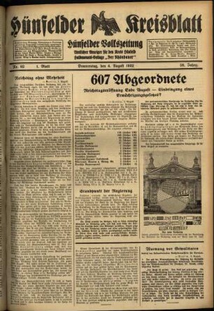 Erste Ausgabe vom Donnerstag, den 04. August 1932.
