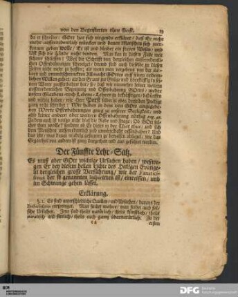 Der Fünffte Lehr-Satz.