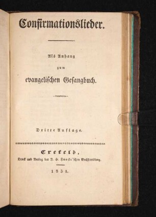 Confirmationslieder : Als Anhang zum evangelischen Gesangbuch