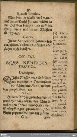Cap. XIII. Aqua Nephrocathartica