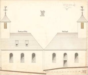 Dolmetsch, Heinrich; Holzhausen; Ev. Filialkirche, Renovierung - Nordseite u. Südseite (Ansichten)