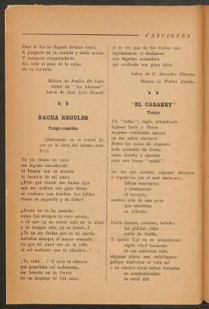 "El cabaret" : Tango