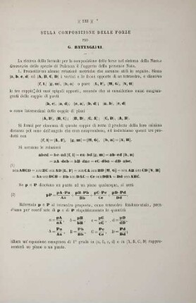 Sulla composizione delle forze.