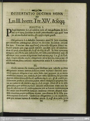 Dissertatio Decima Nona Ad Lib. III. Instit. Tit. XIV. & seqq.