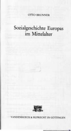 Sozialgeschichte Europas im Mittelalter