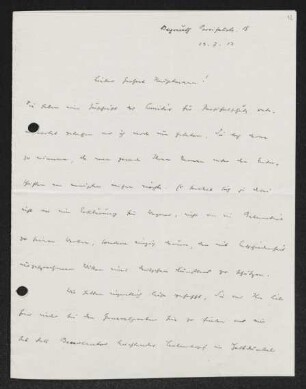 Brief von Hermann Bahr an Gerhart Hauptmann