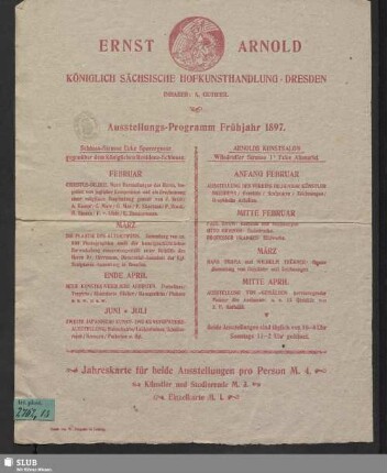 1897,Frühjahr: Ausstellungs-Programm Frühjahr 1897