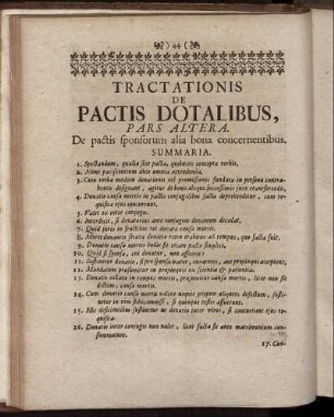 Pars Altera. De pactis sponsorum alia bona concernentibus.