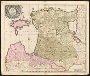 Karte von Estland, Livland und Kurland, Kupferstich, 1:910 000, 1702 : Tabula Ducatuum Livoniae, et Curlandiae / recentior: incisa editaque per Gerardum Valck. - [Ca 1:910 000]. - [Amsterdam] : Valck , [1702]. - 1 Karte : Kupferstich ; 47 x 57 cm, Blattgröße 53 x 62 cm // Titelkartusche oben links. - Massstab in graph. Form (Mill. Germanica Comm. ; Mill. Gallica et Livonica)