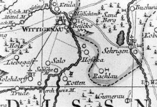 Wittichenau-Hoske. Oberlausitzkarte, Schenk, 1759