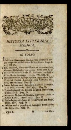 Historia Litteraria Medica