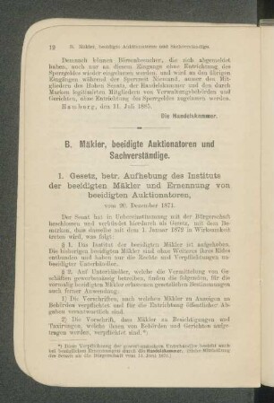 B. Mäkler, beeidigte Auktionatoren und Sachverständige.