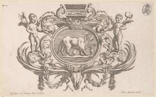 Vignette mit schreitendem Stier