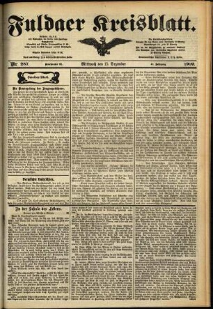 Zweite Ausgabe vom Mittwoch, den 15. Dezember 1909.