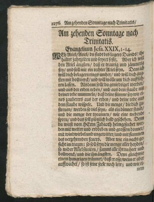 Am zehenden Sonntage nach Trinitatis. Evangelium Jesa. XXIX, 1 - 14