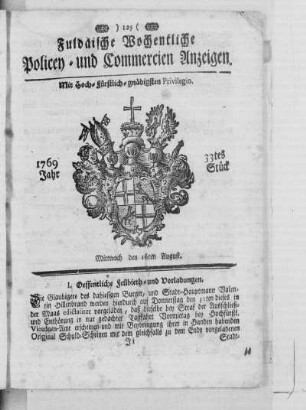33tes Stück, Ausgabe vom 16. August 1769