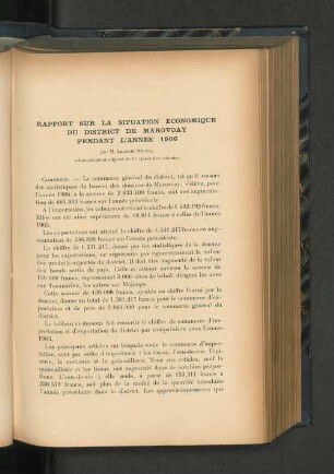 Rapport sur la situation economique du district de Marovay pendant l'annee 1906