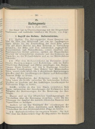 Hafengesetz vom 1. Juli 1897.