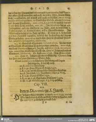 Cap. VIII. von denen Diaconis zu S. Jacob