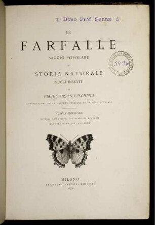 Le Farfalle : Saggio Popolare Di Storia Naturale Sugli Insetti