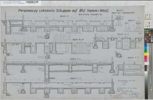 Personenzug-Lokomotiv-Schuppen auf Bahnhof Hamm, Blatt 5: Fundamentschnitte, M. 1:50 Hgl, Sknr.: 2, Fanr.: 1, Bunr.: 25