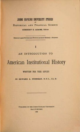 An Introduction to American institutional history