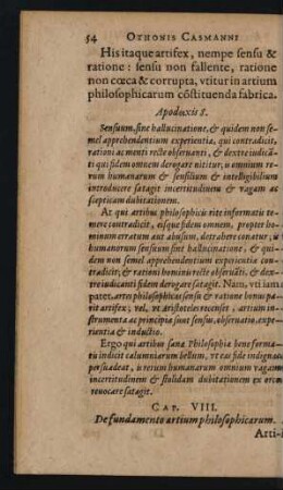 Cap. VIII. De fundamento artium philosophicarum.