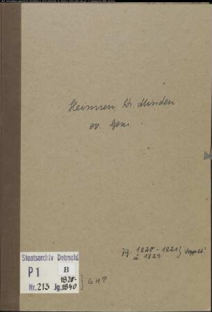 Kirchenbuchduplikat der evangelischen Gemeinde Heimsen, Kreis Minden (GHT 1820-1840) (Gemeinde: Evangelische Gemeinde Heimsen)