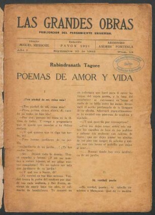 1922001400: Poemas de amor y vida