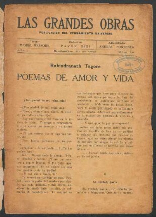 1922001400: Poemas de amor y vida