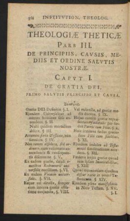 Pars III. De Principiis, Causis, Mediis Et Ordine Salutis Nostrae