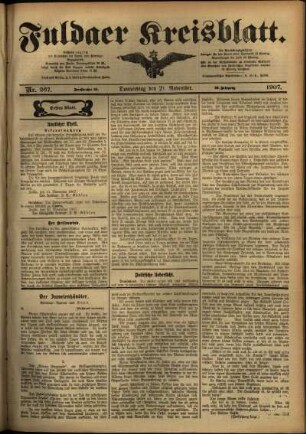 Erste Ausgabe vom Donnerstag, den 21. November 1907.